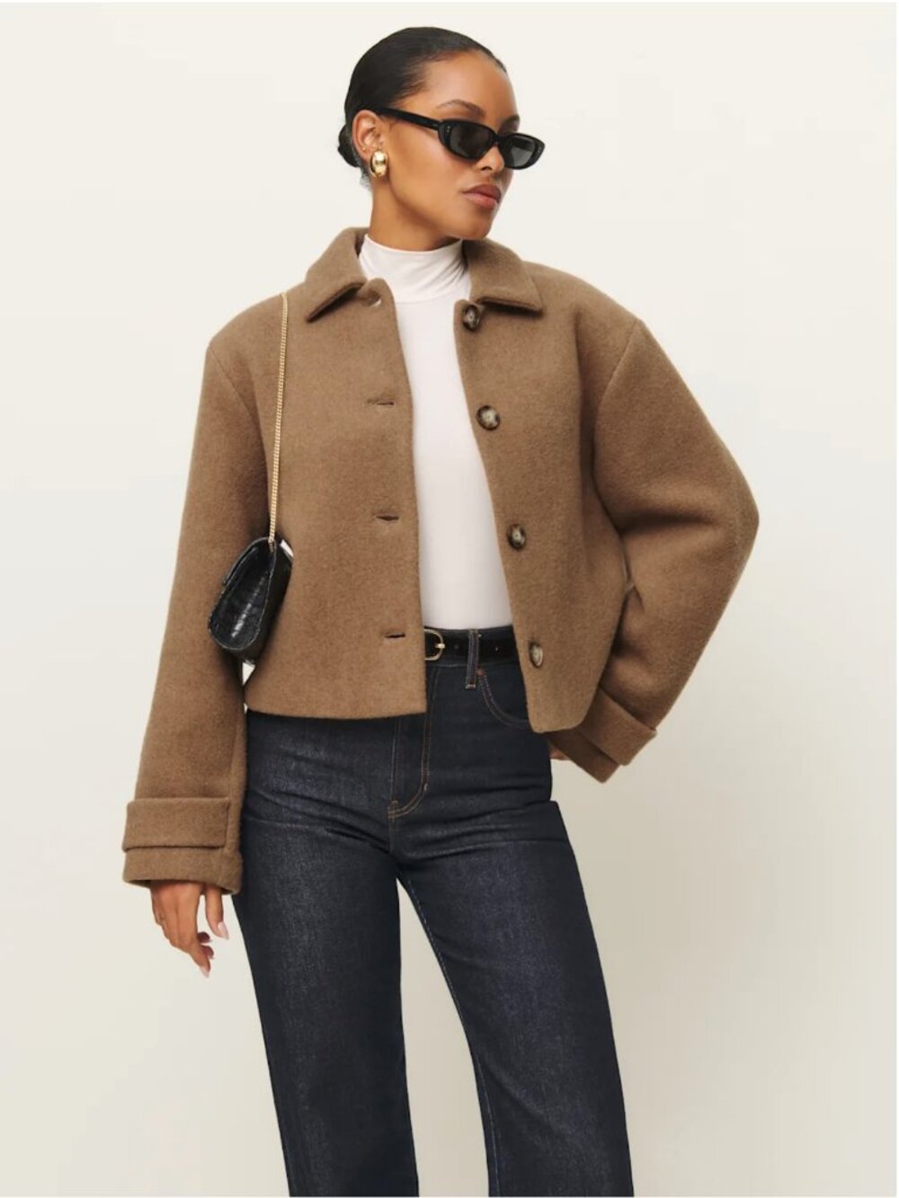 XL Reformation Tan Collared Jacket